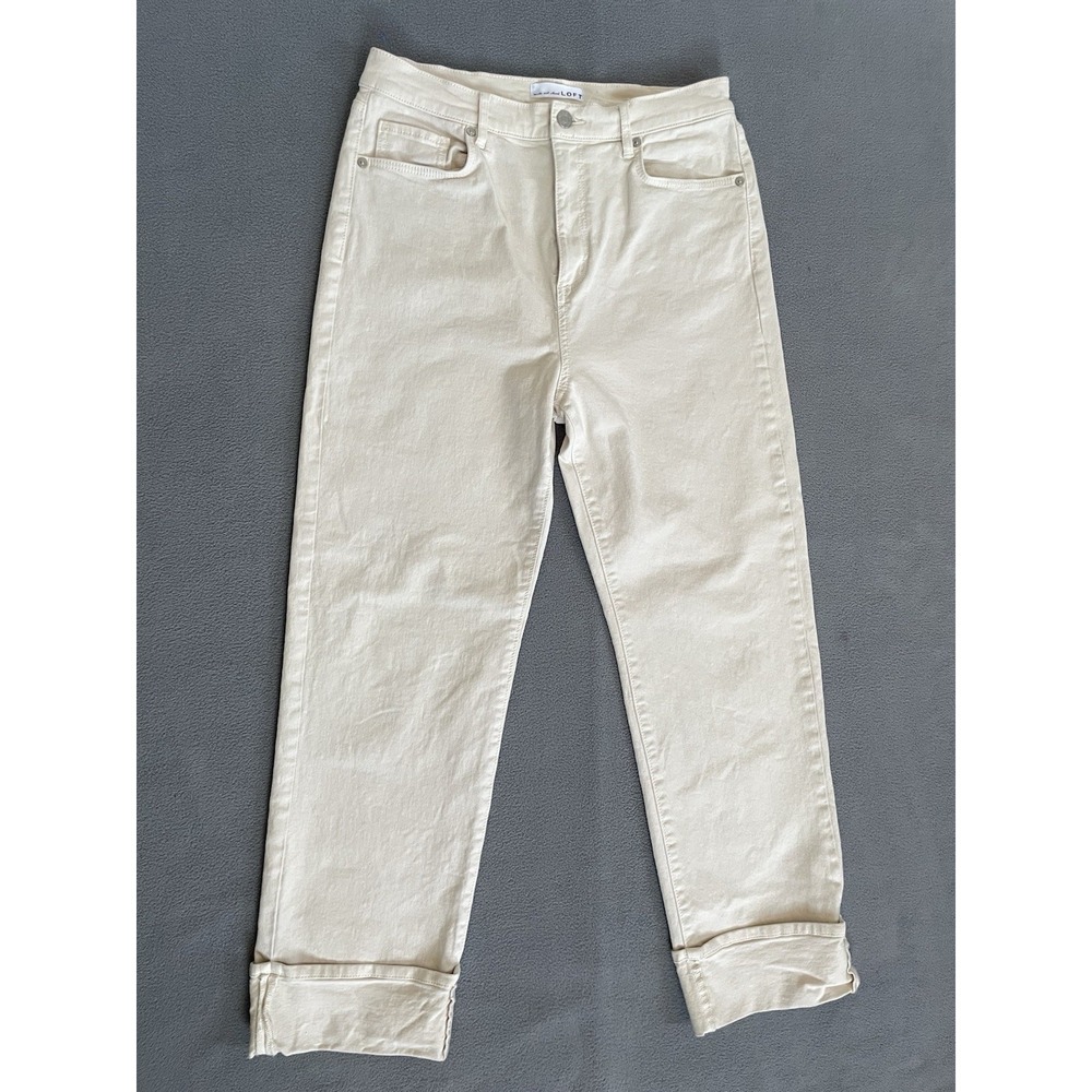 Loft Made & Loved Straight Cuffed Jeans Ivory Sz 28/6 Coquette Girl New No Tags